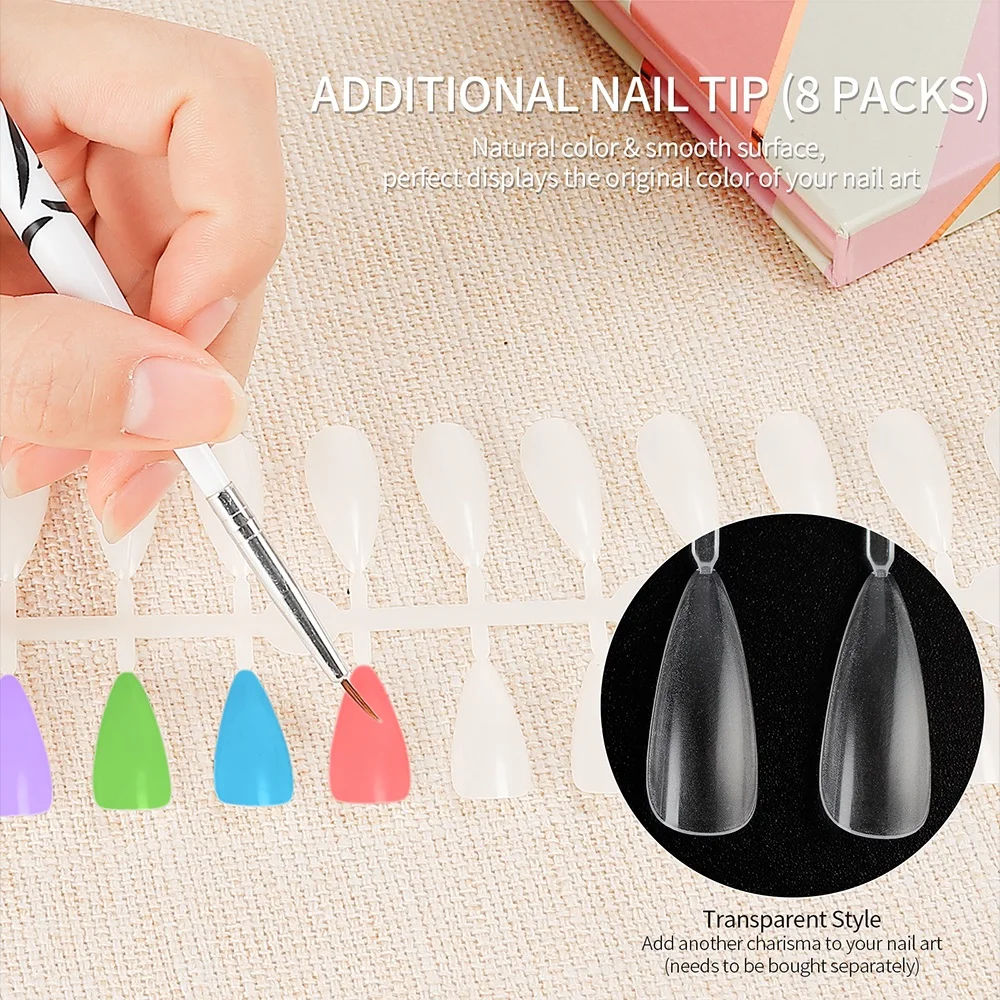 160PCS Colors Fake Nails Tips Display Book Nail Polish Storage Book False Nails Styles Showing Book with 192PCS Fake Nails Tools