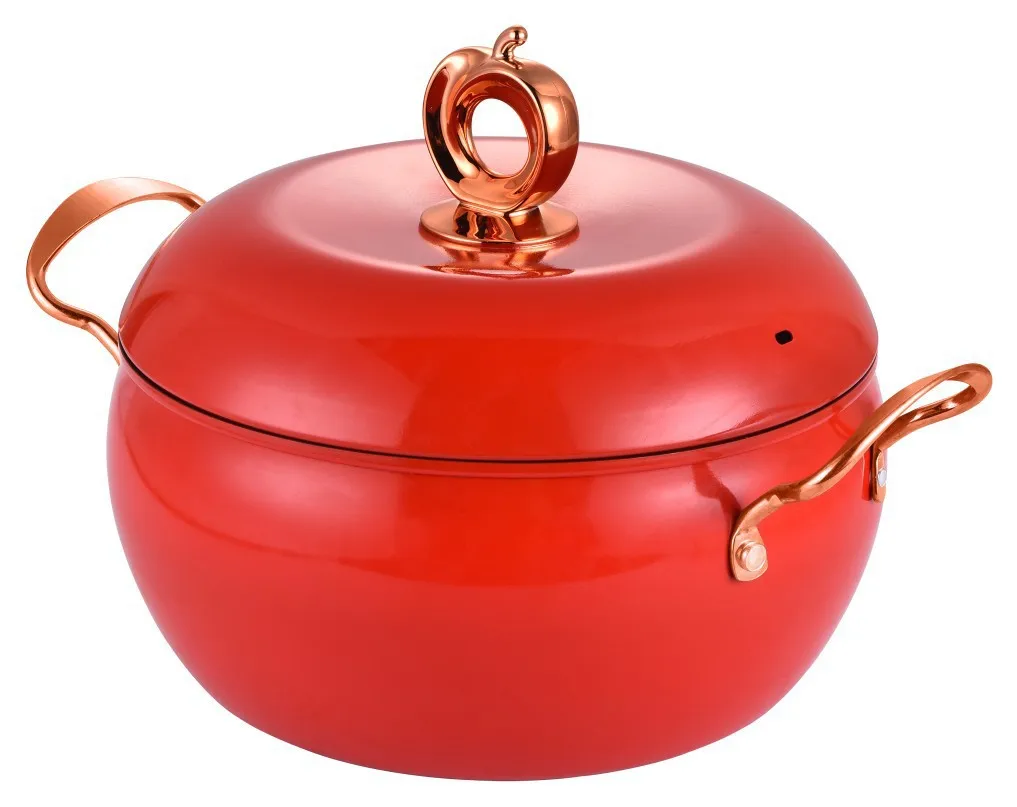 

New Apple Soup Pot，Large Capacity Non-Stick Cooking Pot, 8L, Fine Iron, Double Ear Stew Pan, Home Health Pan，Stew pot