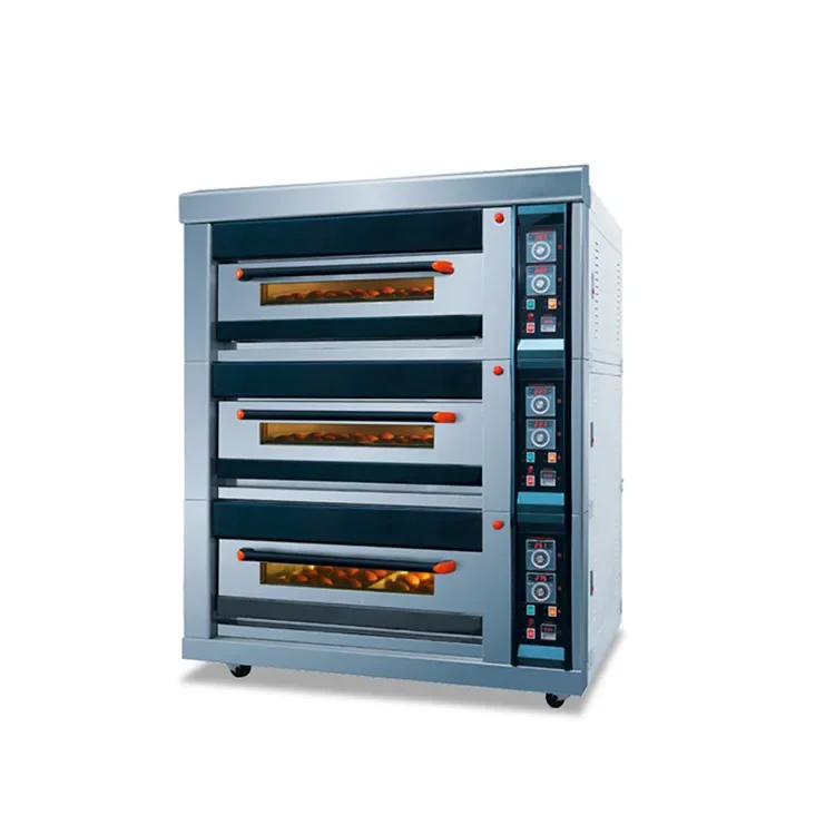 Bakery Equipment Automatic 3 Desk 6 Trays Pizza Pastry Bakery Oven Equipment Stainless Steel Baking Bread Oven For Restaurant