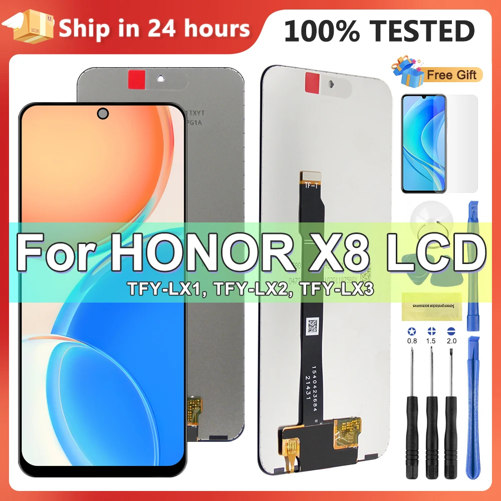 6.7\'\' For Honor X8 4G LCD Display Touch Screen Digitizer Assembly For Honor X8 2022 TFY LX1 LX2 LX3 Display With Frame