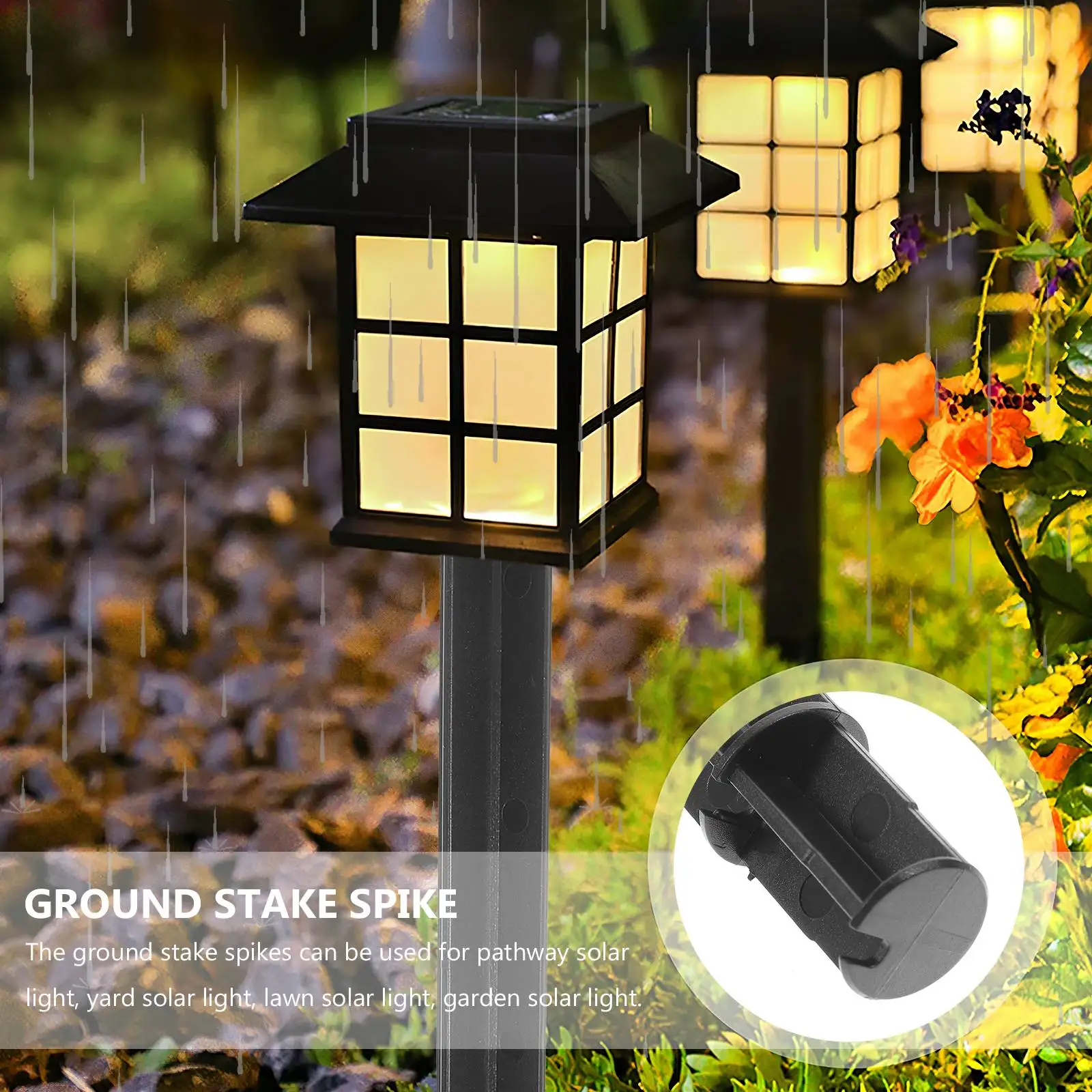 

8 Pcs Solar Lawn Light Stakes Durable Plastic Ground Inserts for Garden Lights Anti Rust Easy Install Outdoor Use Garden