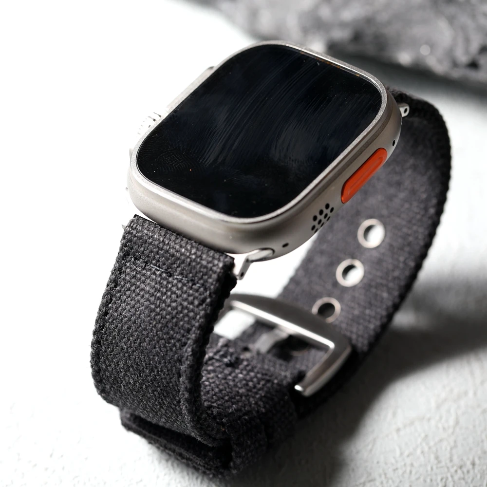 High end rugged style men's strap, compatible with Apple Watch 49MM 46MM 45MM 44MM men's Ultra S12 double-layer thick canvas