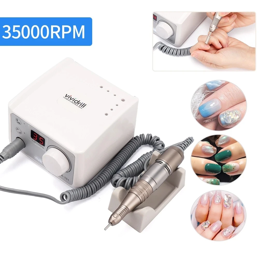 

65W 35000RPM Electric Nail Drill Machine With Handpiece Drill Pen Foot Pedal Switch UV Gel Polish Removal Drill Manicure Bits