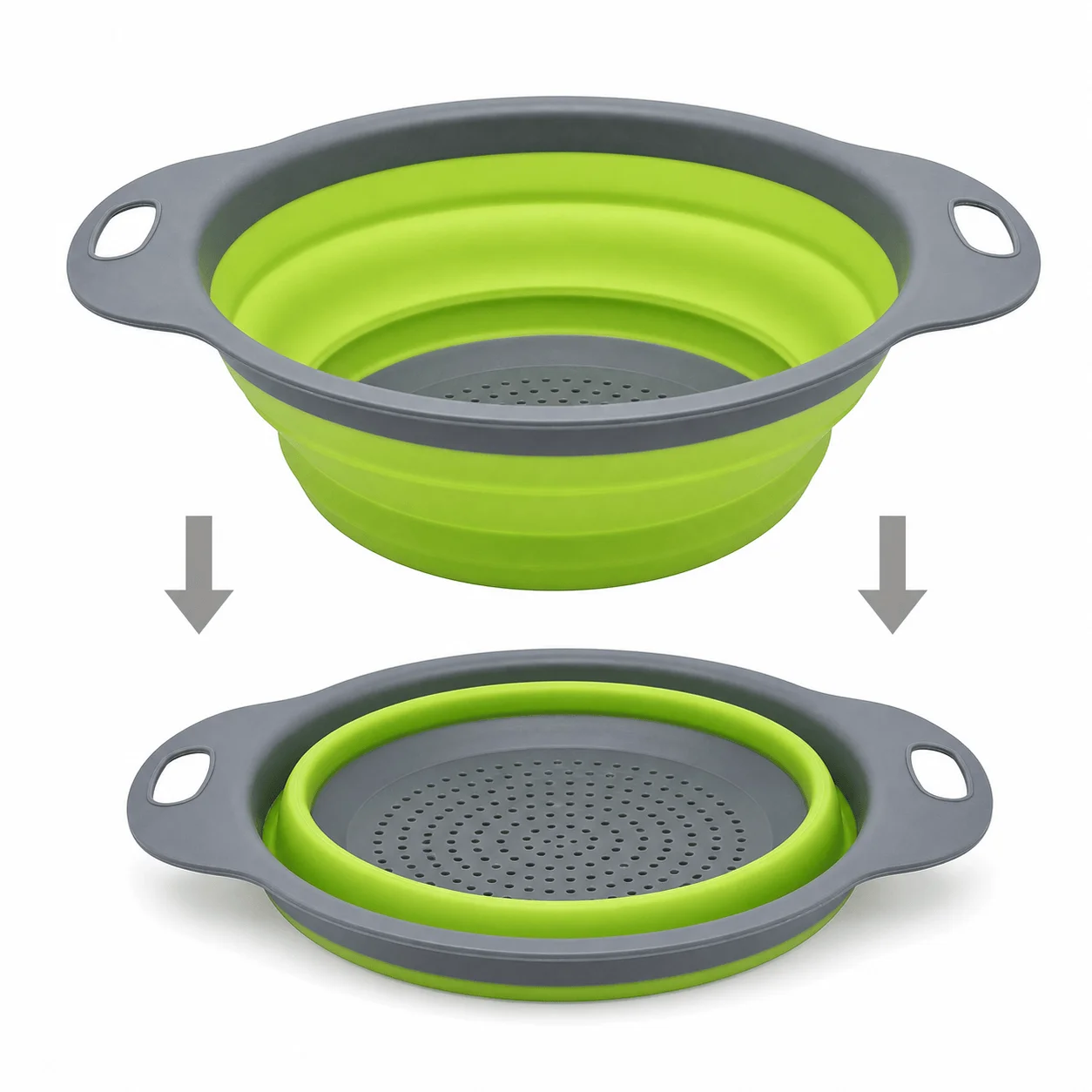 Collapsible Silicone Colander, Foldable Round Strainer Basket with Handles - view 5