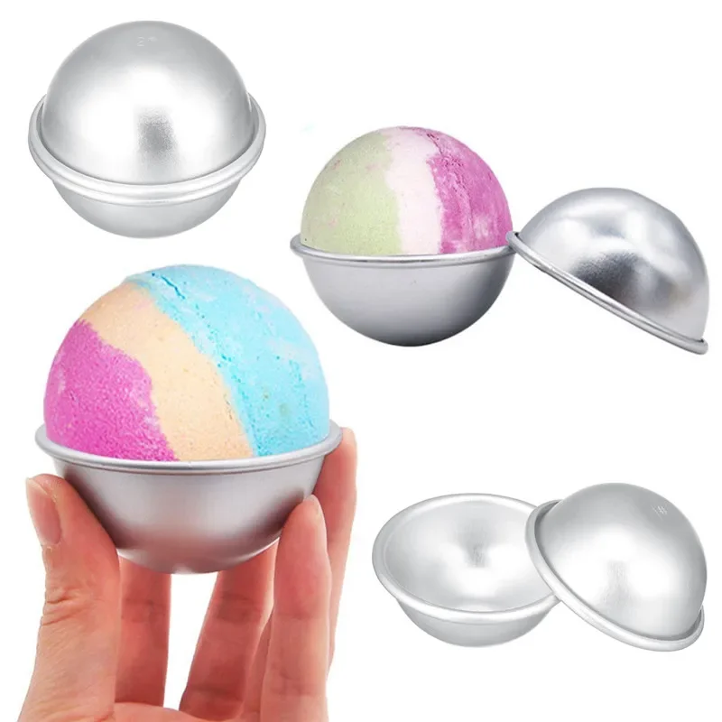 

2pcs Bath Salt Molds DIY Semicircle Sphere Tool Round Aluminium Alloy Bath Bomb Salt Ball Homemade Crafting Metal Bath Tool Mold