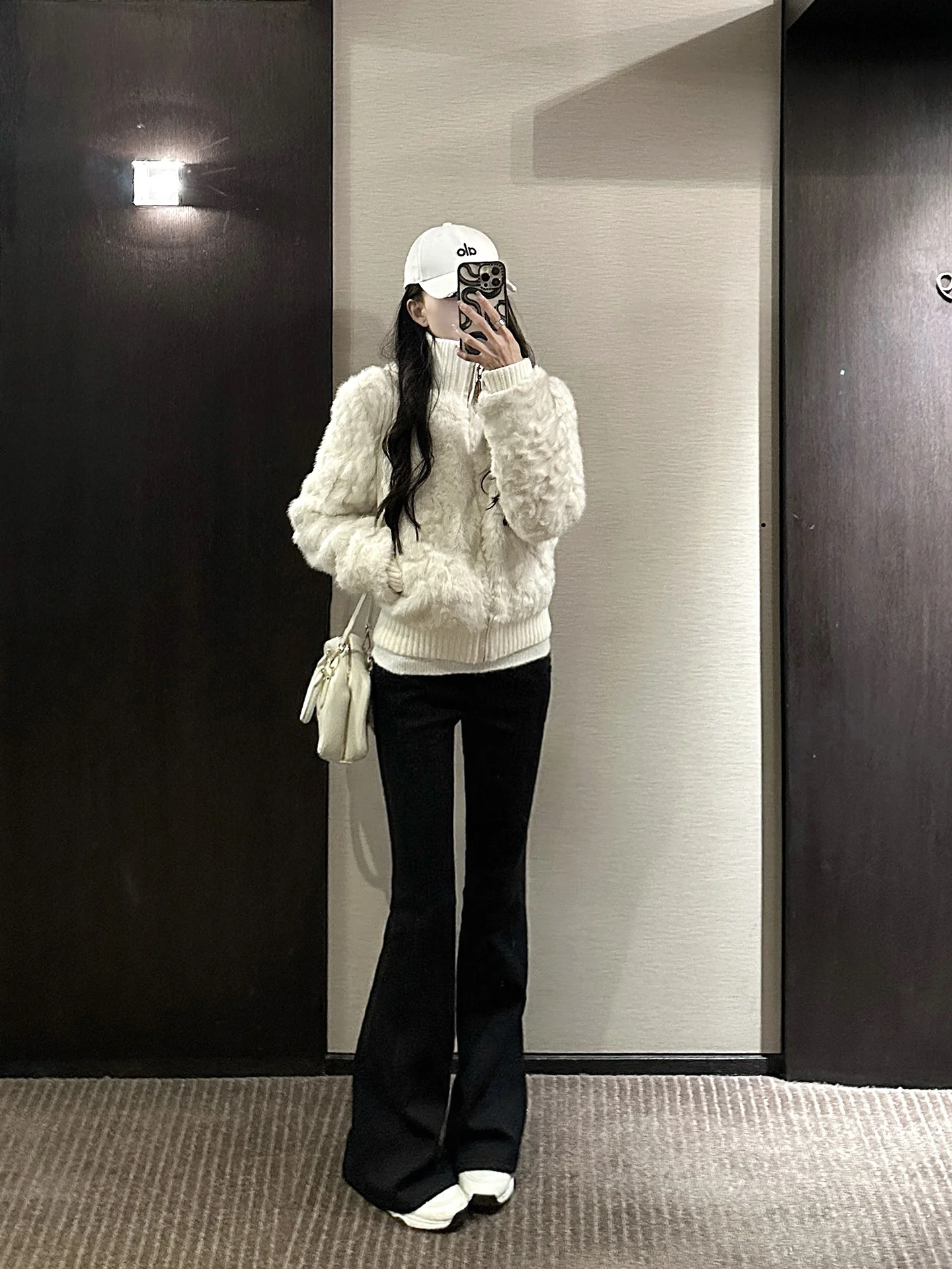 Jaqueta Branca de Pelúcia Versão Jovem, Acolchoada e Quente, com Forro de Pelo, He Chenxi, Casual, Ajuste Slim, Fibra de Poliéster, com Zíper