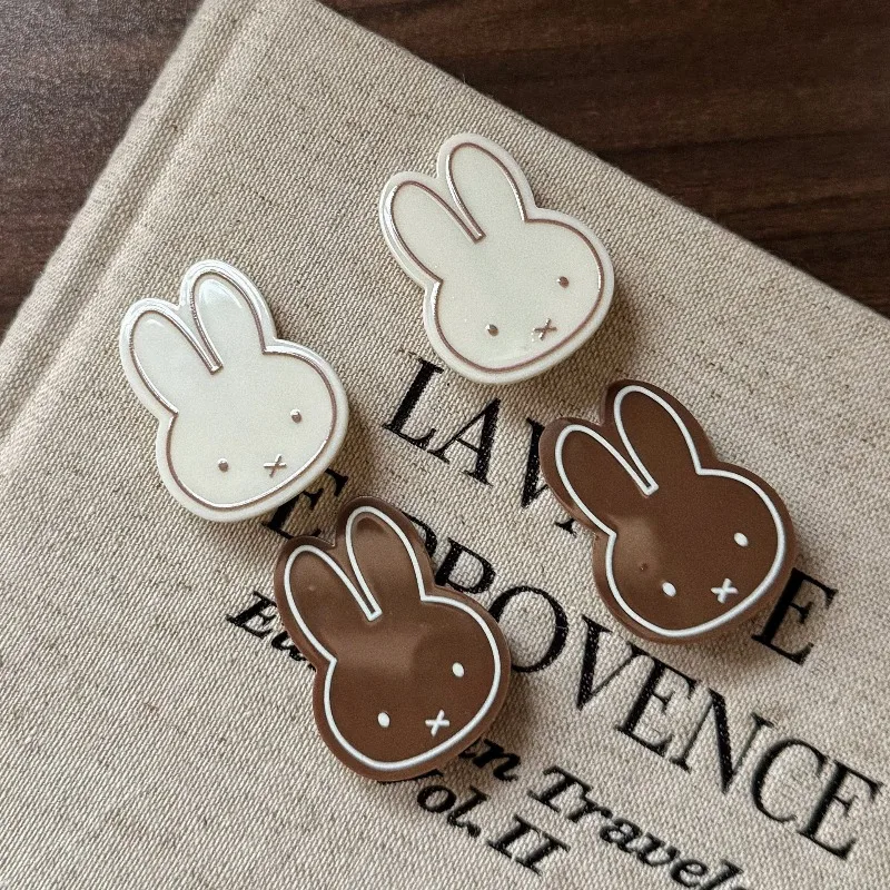 Barrettes à cheveux Miffy Lapin Mignon, Pinces à cheveux Kawaii Lapin Dessin Animé pour Filles, Accessoires Cheveux Minimalistes Blanc Café Cadeau