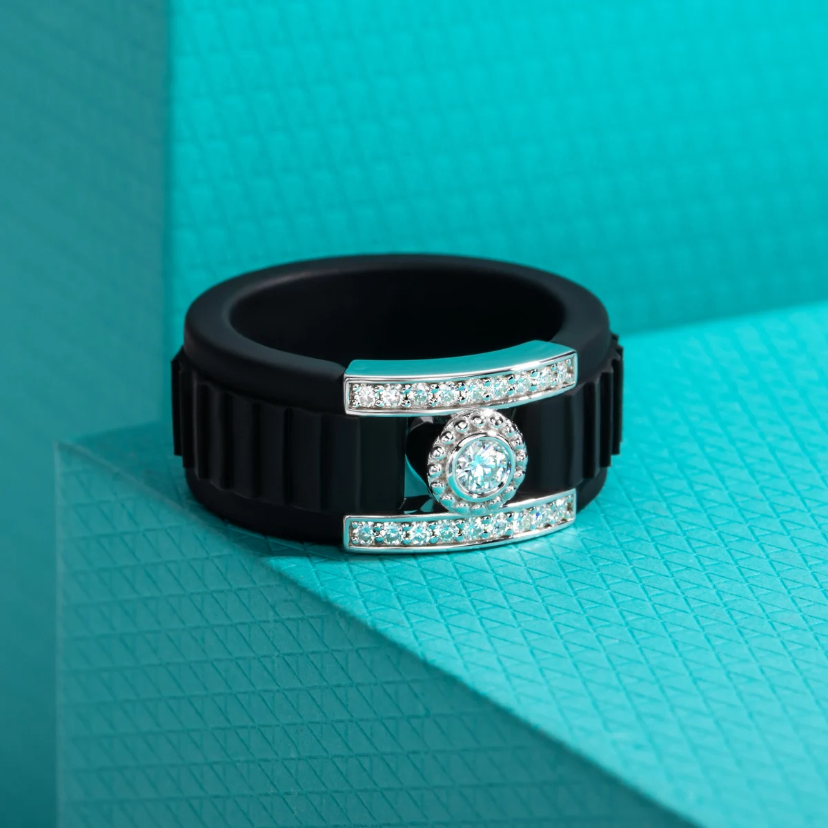 AnuJewel 3mm Moissanit-Einlage Silikon Halo-Ring 925 Sterling Silber Gummi Komfort-Passform Ehering für Damen und Herren Schmuck – Detail 3