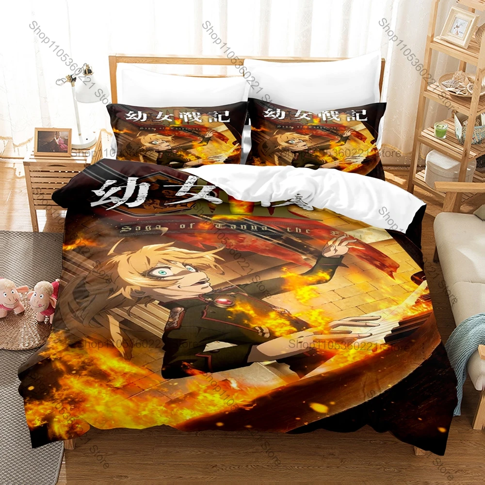 The Saga Of Tanya The Evil 3Pcs Bedding Set Anime Figure Print Duvet Cover Pillowcase Home Bedroom Decor Kawaii 2026