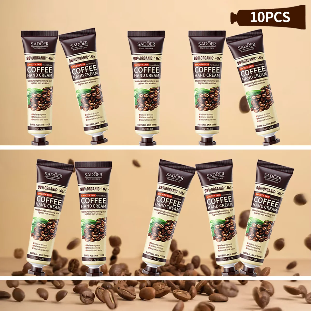 10pcs/Coffee Moisturizing Hand Cream, Christmas Gift, Skin Moisturizing Hand Cream for Dry Autumn and Winter Seasons