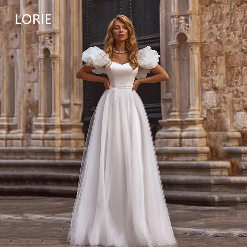 

LORIE Shiny Sexy A-line Flower Off Shoulder Wedding Dresses Sleeveless Bridal Gown Backless Wedding Gowns Customized 2025