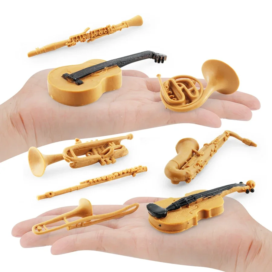 

Simulation Mini Miniature Musical Instruments Model: Flute, Trumpet, Saxophone, Guitar | Learning Toy Figurines Gift for Kids