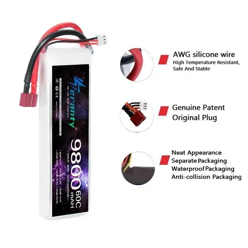Imagen 2 del producto TERANTY 2S 9200mAh 9800mAh 10400mAh 60C 7,4 V LiPo batería con enchufe XT60/Deans T/XT90 para RC barco Heli avión UAV Drone FPV