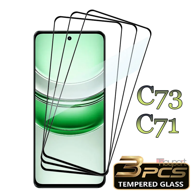 

3 Pcs For Realme C73 C71 Glass Screen Protector 9H Anti-Scratch Tempered Glass Full Cover