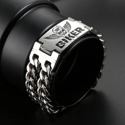 Vintage Domineering High Polish Stainless Steel Skull Bracelet for Men Boys Unique Skeleton Bangle Biker Amulet Jewelry Gift