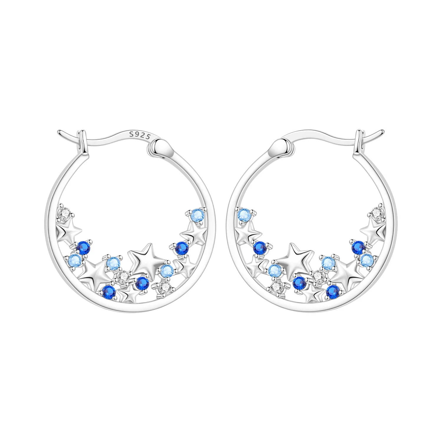Pendientes de Aro Orstarry S925 de Plata de Ley con Diseño de Cielo Estrellado Azul, Joyería para Mujer, Regalos Originales y Modernos para Aniversario