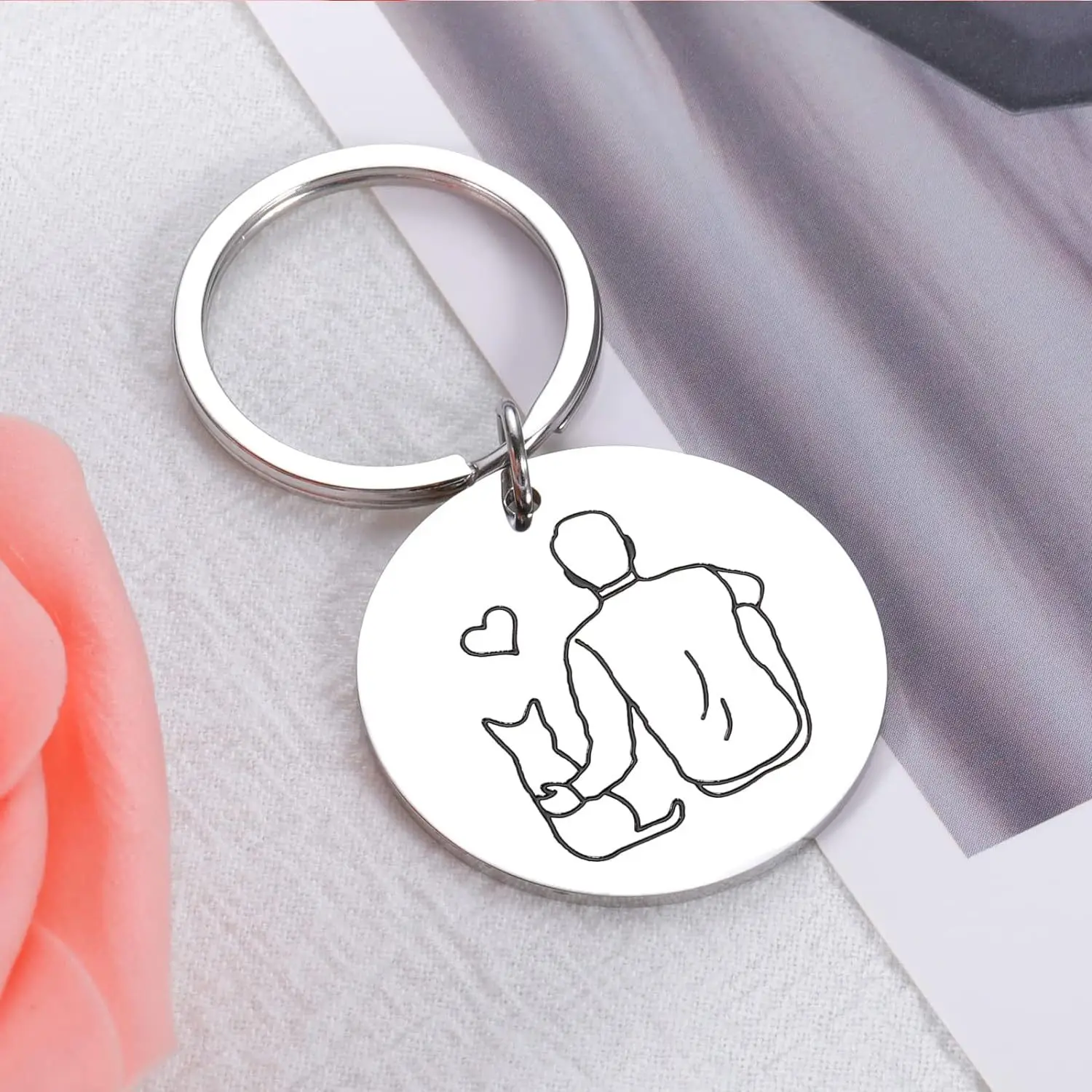 Best Cat Dad Ever stainless steel  key chains