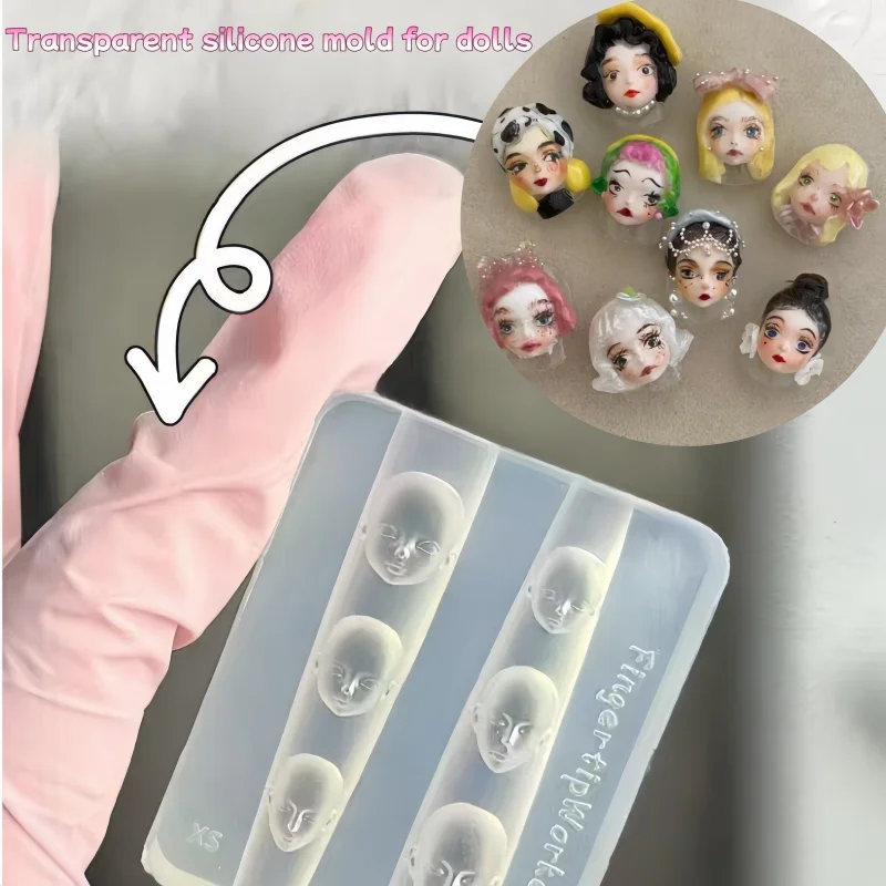 DIY Nette Kleine Puppe Gesicht Geformt Maniküre Muster Form Handgemachte Frauen Nagel Dekoration Silikon Form Nail art Vorlage Werkzeug