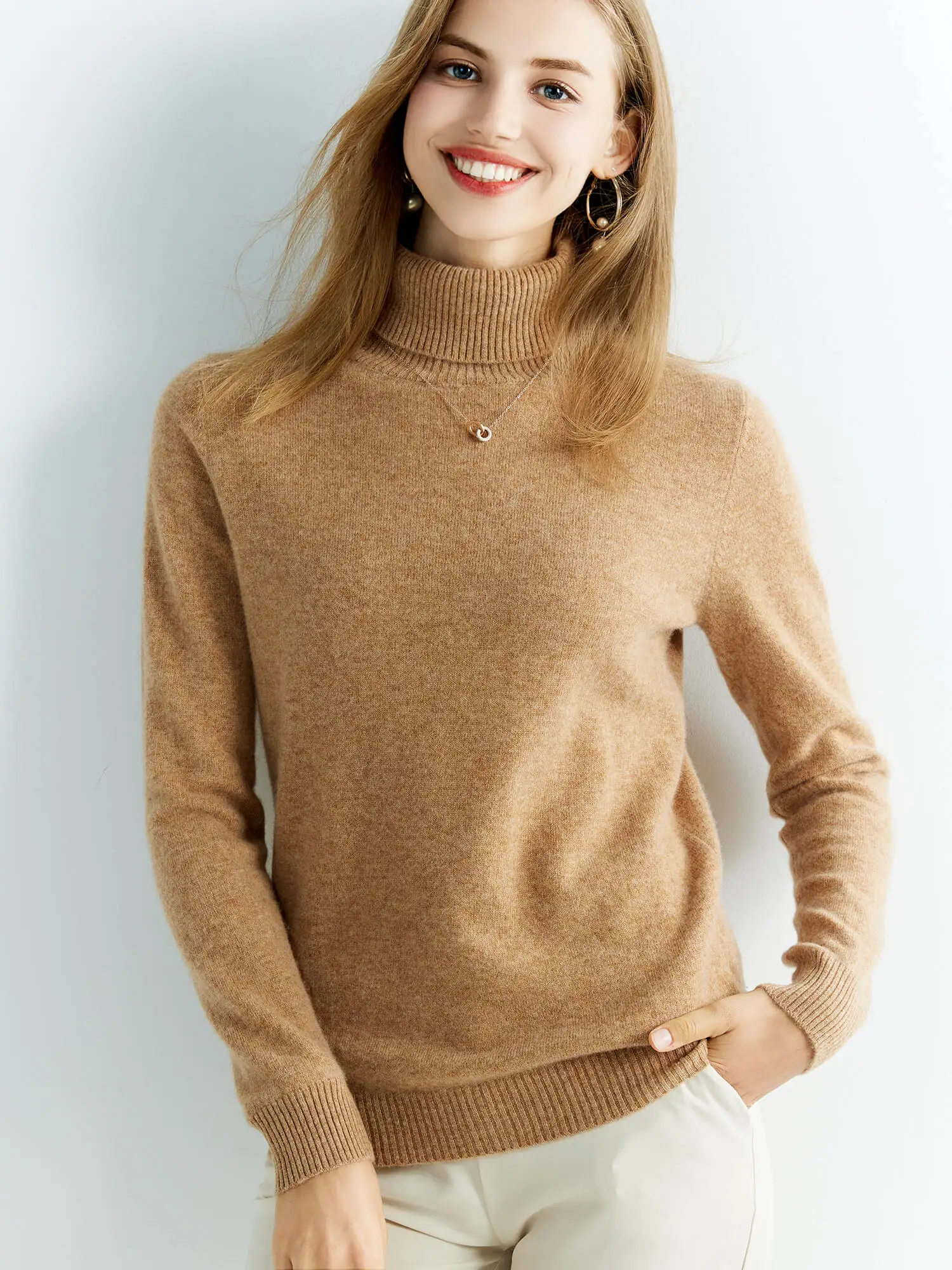 Gestrickte Pullover Kaschmir Pullover frauen 100% Merino Wolle Rollkragen Mode Pullover Winter Herbst Jumper Top Weibliche Kleidung – Detail 17