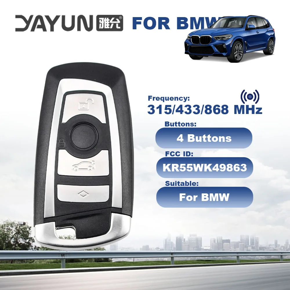 

YAYUN Complete 315/433/868Mhz Car Smart Remote Control Key For BMW 3 5 7 Series 2009-16 CAS4 F System Keyless Go Fob KR55WK49863