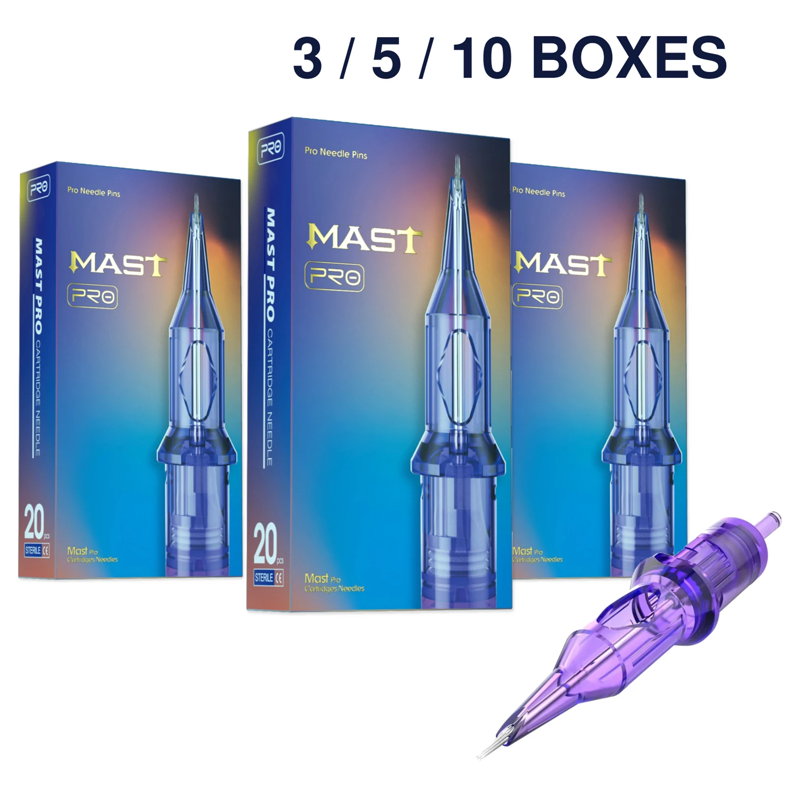 MAST PRO Tattoo Cartridge Needles 1RL 3RL Sharp Tips Smooth Ink Flow 60 100 200Pcs Bulk Pack for Fine Line Tattoo or PMU Artists