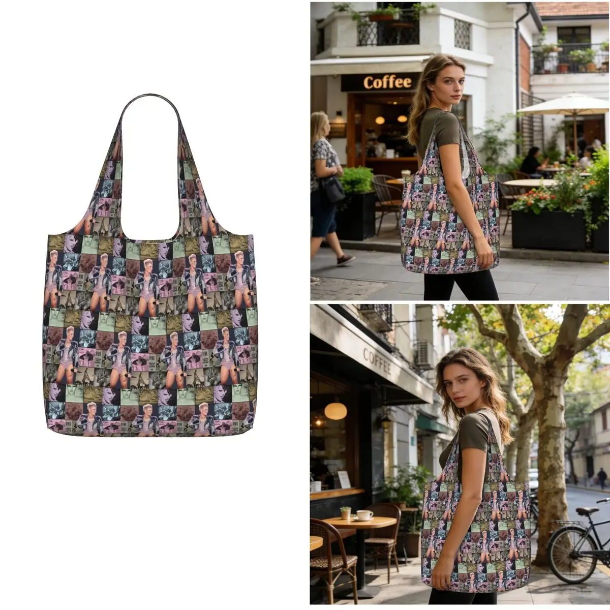 Pink P!nk Cool Singer Country Music Shopping Tote Bag Canvas Large Capacity Shoulder Bags Shopper Grocery Handbag for Women