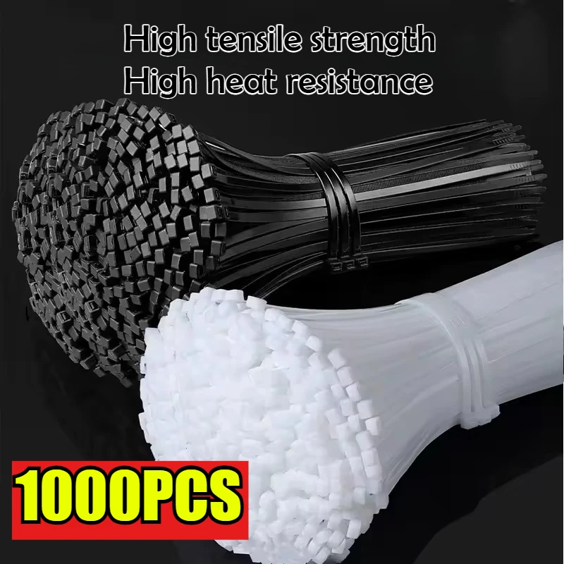 حزمة كابل سستة العلاقات ربطة عنق بلاستيكية عالية الجودة مع قوة الشد الذاتي قفل النايلون التعادل يلتف للداخلية والخارجية