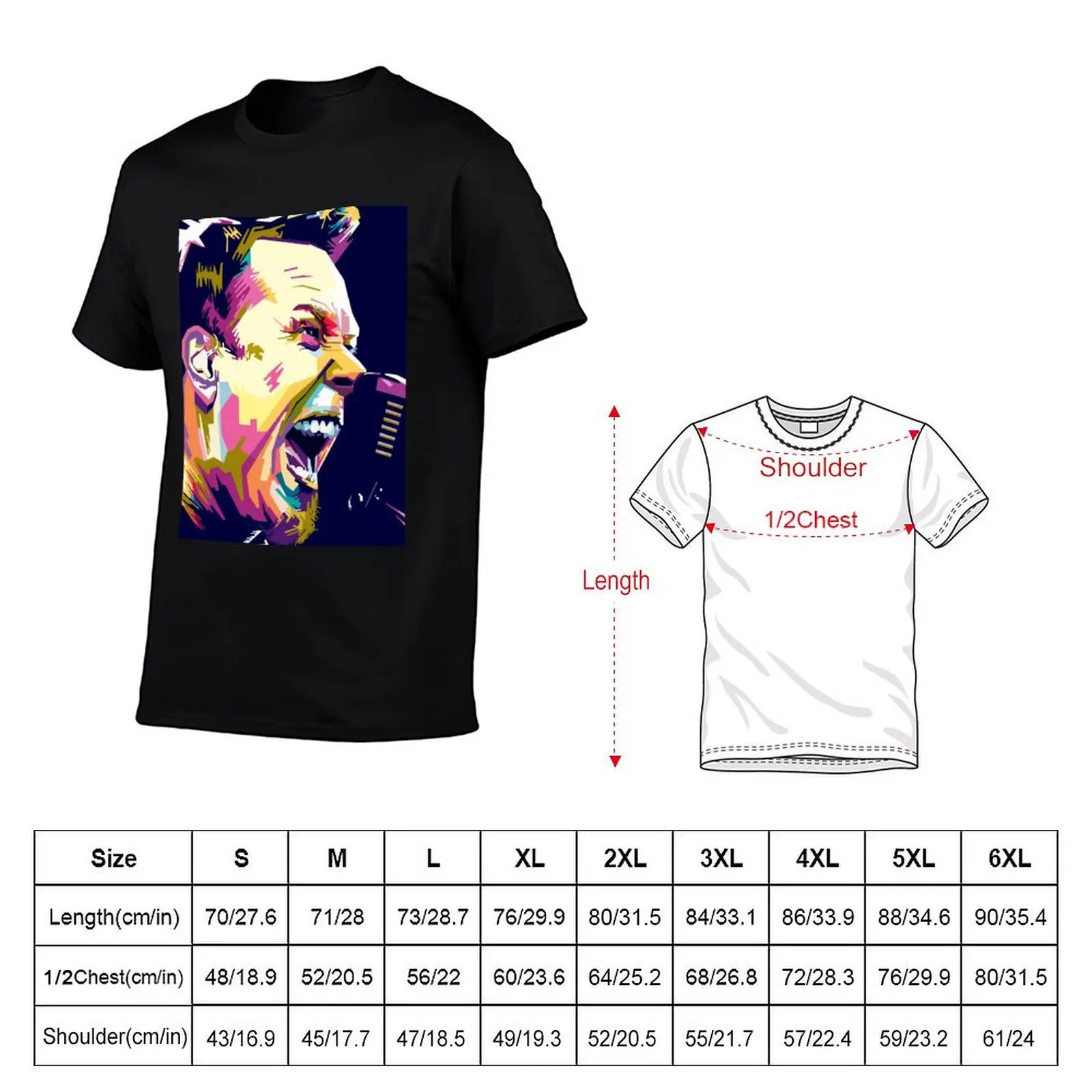 James Hetfield Ilustration art T-Shirt anime clothes blue archive aesthetic clothes oversized graphic tee men clothes