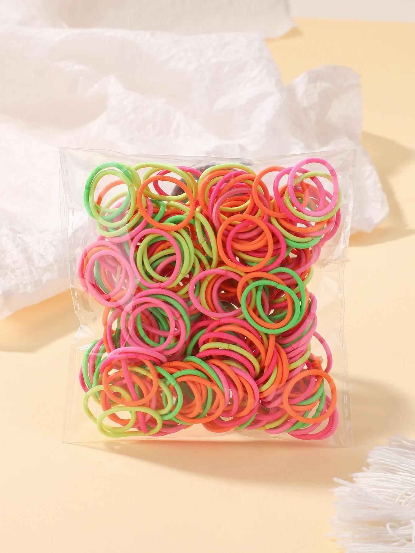 100 Pcs/Lot 2cm Hair Ties Gum Colorful Nylon Rubber Band Rope Doll Hair Accessories Black Elastic Hair Bands for Baby Girls Gift