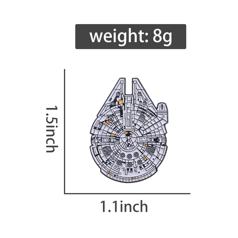 Creative Spaceship Model Enamel Pins Spacecraft Brooches Metal Lapel Backpack Badges Jewelry Gift for Friends Kids