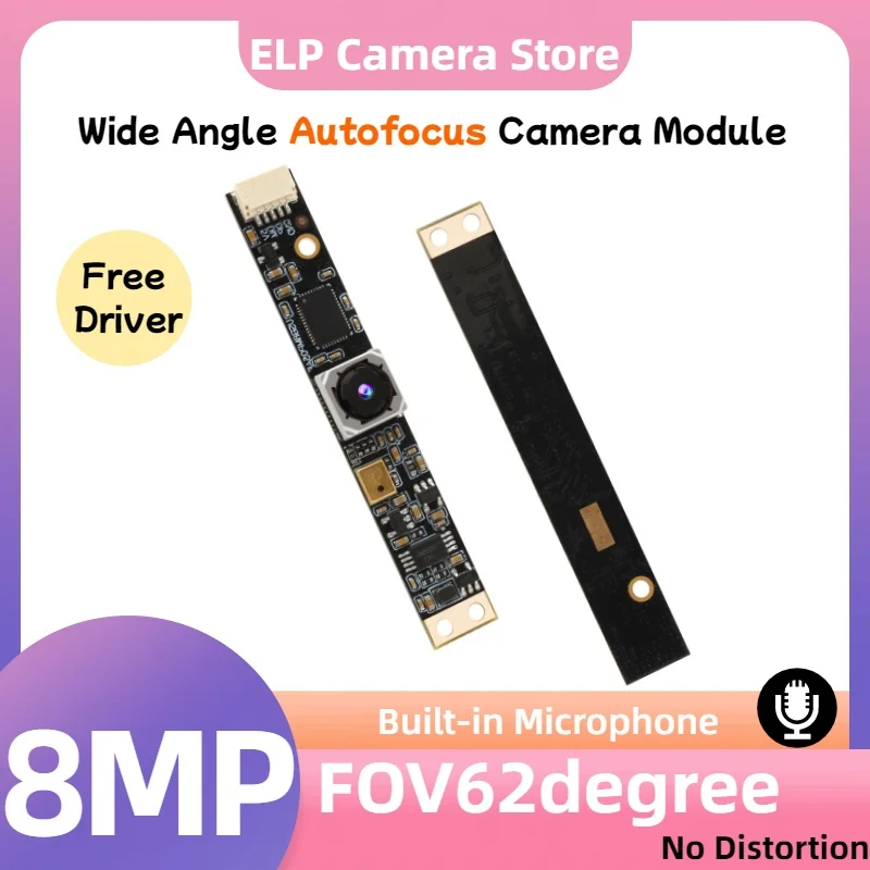 

ELP 8-мегапиксельный USB-модуль камеры с автофокусом, широкий угол 62 ° Камера Microphpone 4K Lightburn для мини-платы лазерного гравера, встроенная для ПК