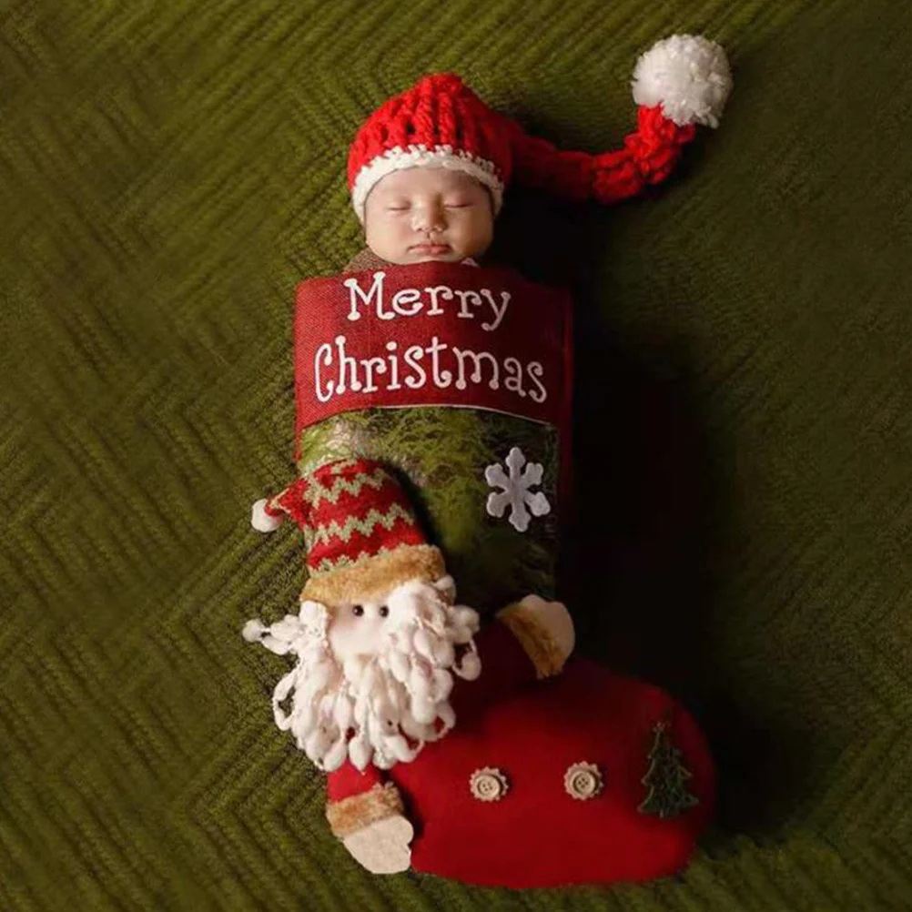 

1Set Newborn Baby Christmas Photography Prop Adorable Hat Boot Soft Breathable Infant Photo Supplies Xmas Photo Props