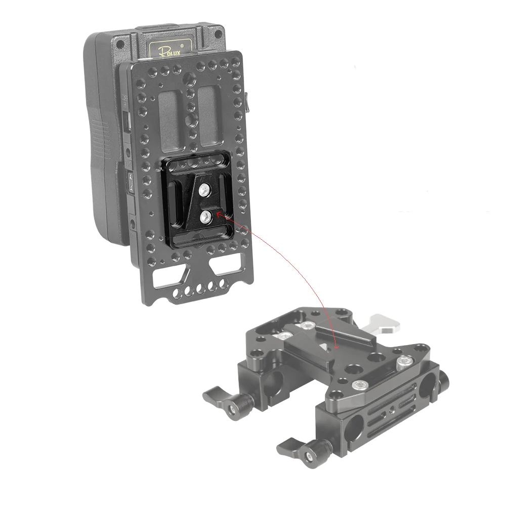 CAMVATE Quick Release Male V Lock Wedge Mount + Base Plate With 1/4inch Mounting Points Grooves For Quick Attach Battery