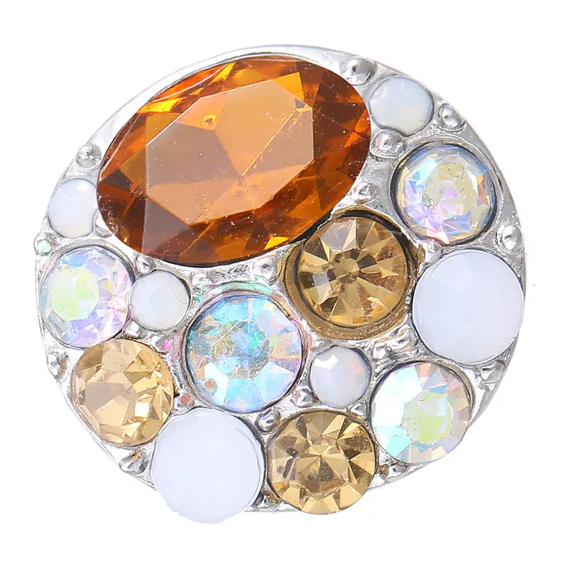 KZ3692 New Beauty Colorful stones Rhinestone Round 18MM snap buttons fit DIY snap bracelet jewelry wholesale