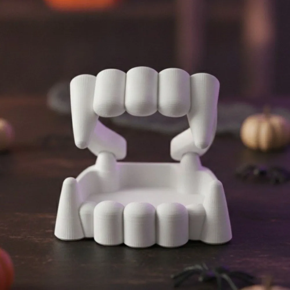 3D Printing Bloodsucker Teeth Candy Bowl Plastic Decorative Bloodsucker Teeth Desk Ornament White Halloween Dentures Candy Bowl