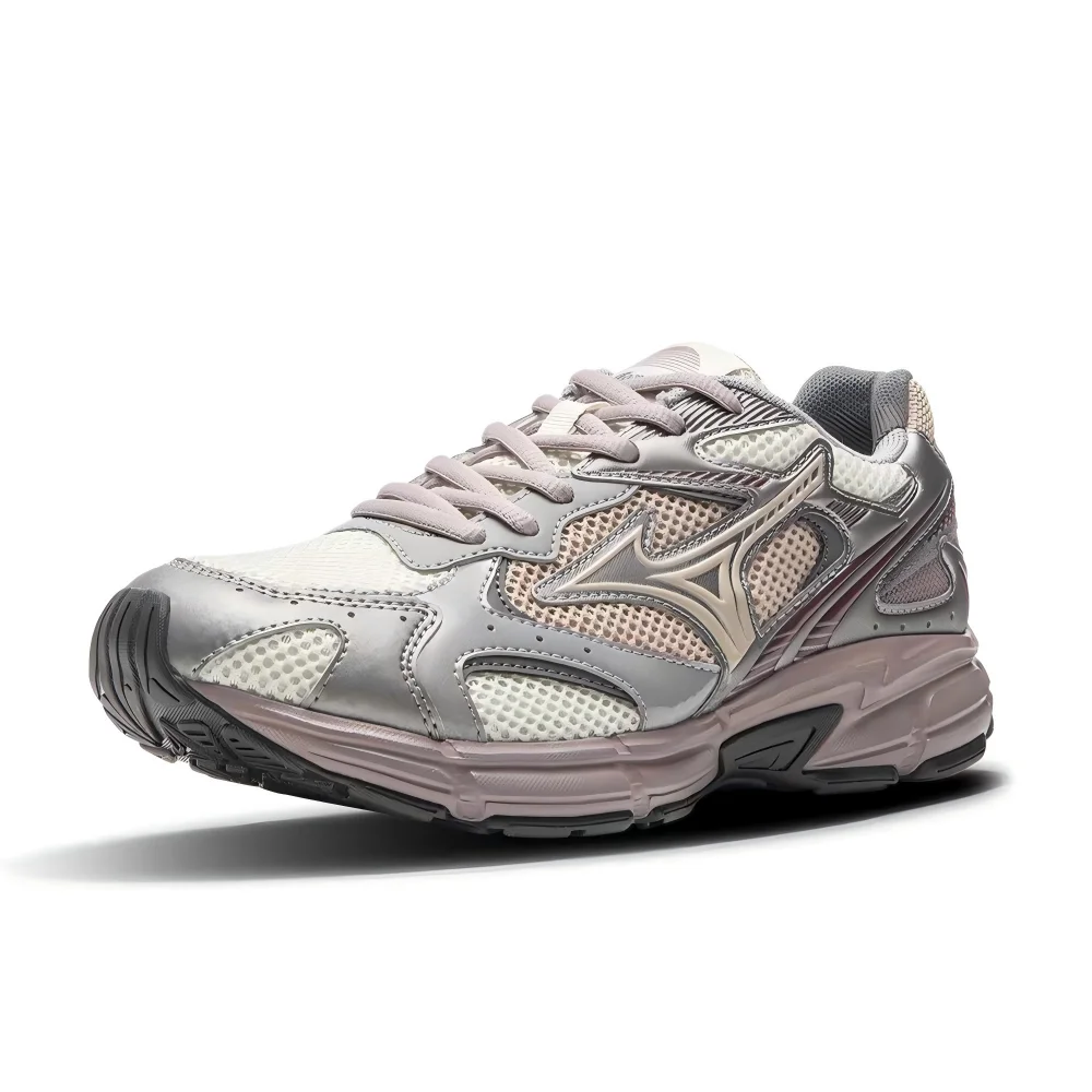 Mizuno Speed 2K Unisex Low-Top Running Shoes – Gray/Silver, Ice Berry Pink Accents, Retro Style, Versatile Comfort D1GH252905