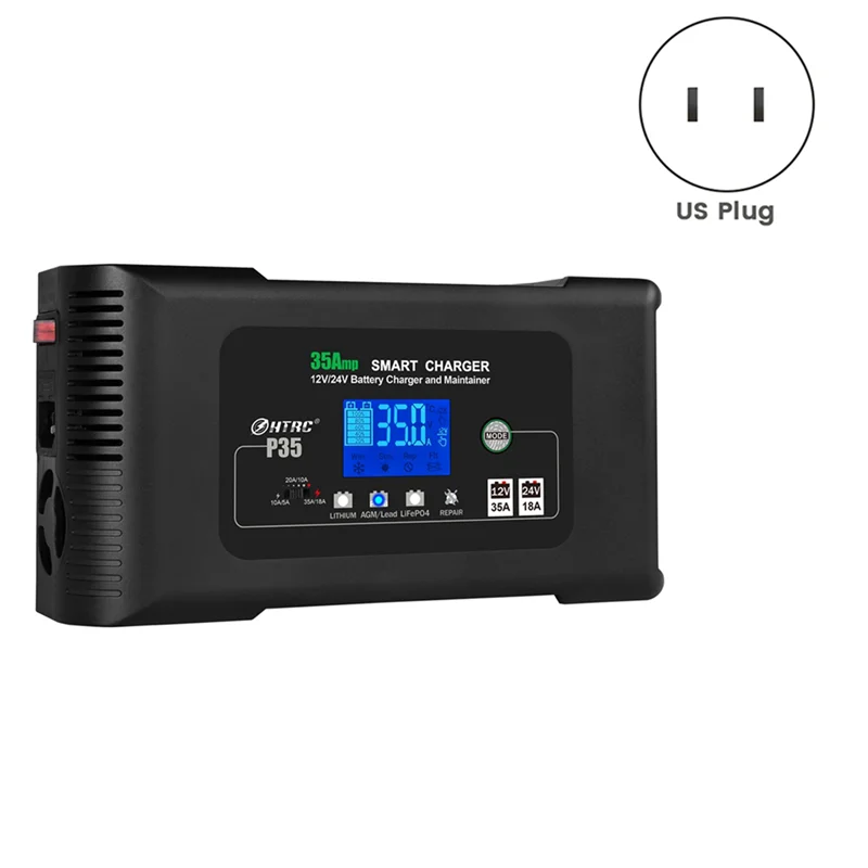 جديد-HTRC 35A 12 فولت 24 فولت شاحن بطارية السيارة للسيارات موتو شاحنة دراجة نارية AGM الرصاص الحمضية PB هلام شاشة الكريستال السائل الشحن الذكي