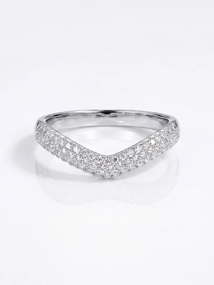 Echte Runde Moissanit-Diamant Mode V-Form Ringe für Frauen Jubiläum Hochzeit 925 Sterling Silber Feiner Schmuck – Detail 4