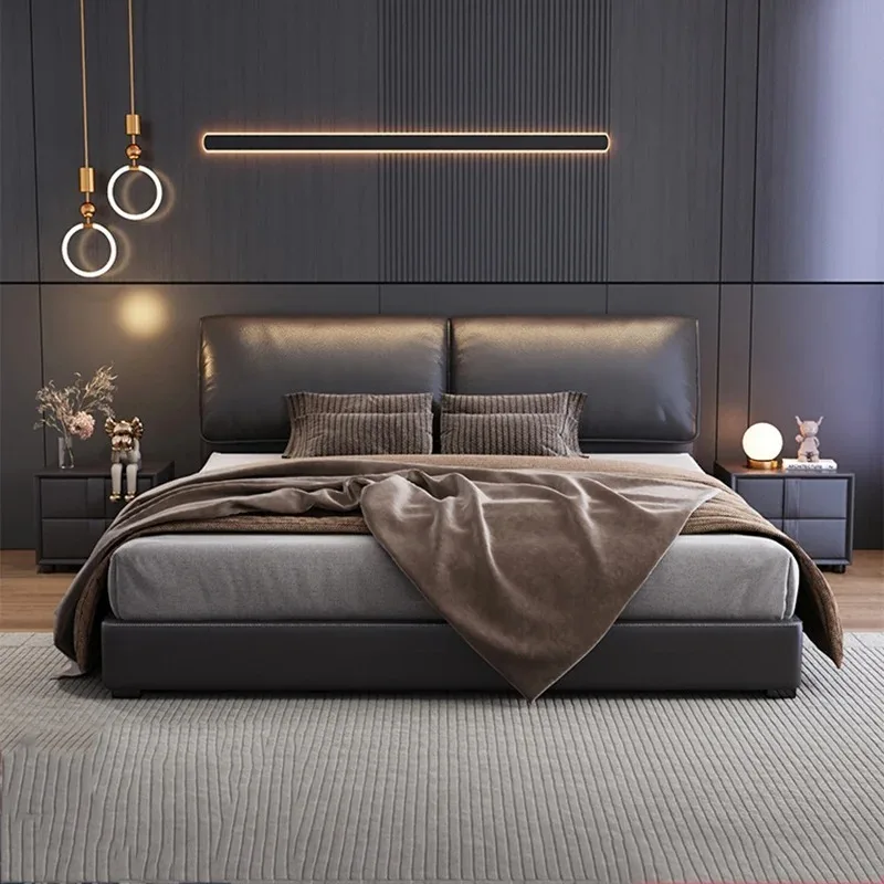 Italian Black Comforter Bed Frames Luxury Modern Queen Bedroom Double Bed Headboards Bedframe Lit 2 Personnes Furniture Home