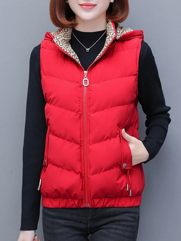 TUCANO Women's Fleece Lined Hooded Vest Casual Removeable Inner Polyester Fabric 40-49 Years Old Autumn Winter New Style