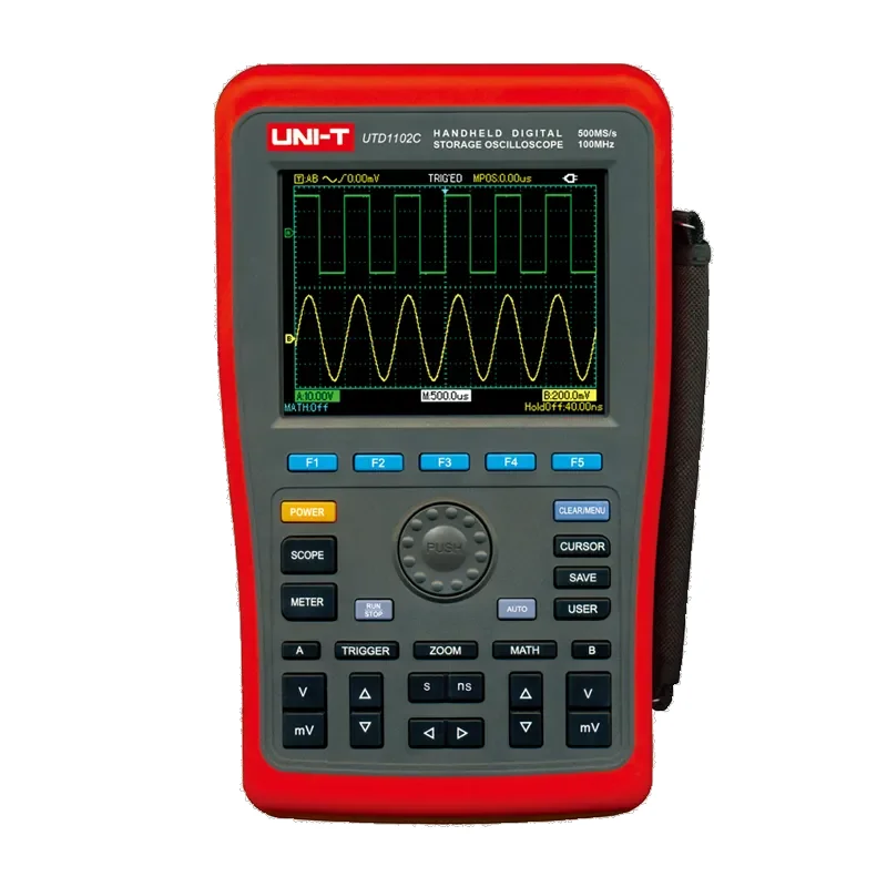 UTD1102C Handheld Digital Storage Oscilloscope 100MHz 2 Channels DC AC Voltage Current Resistance Capacitance Multimeter