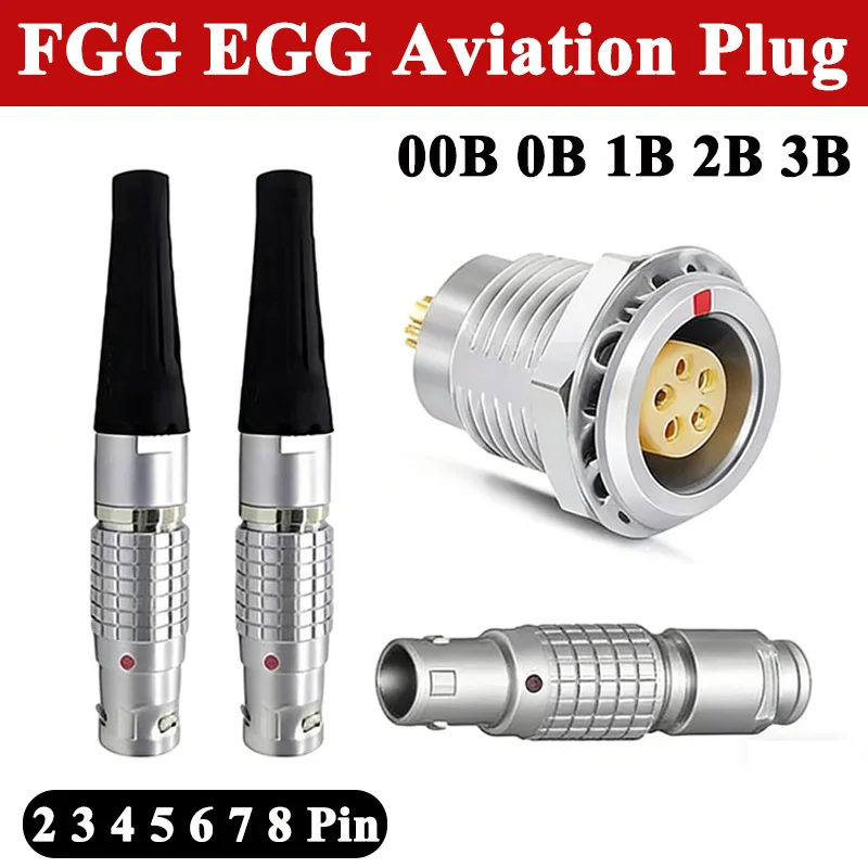 1B 2B EGG FGG Aviation Plug 00B 0B 3B Compatible Metal 2/3/4/5/6/7/8Pin Push-pull Self-locking Connector Signal Reception