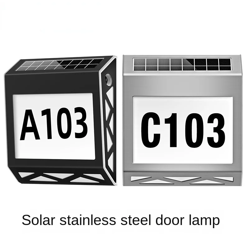 

Solar Stainless Steel Street Sign Digital House Number Light Control LED Address Sign Garden Number Light