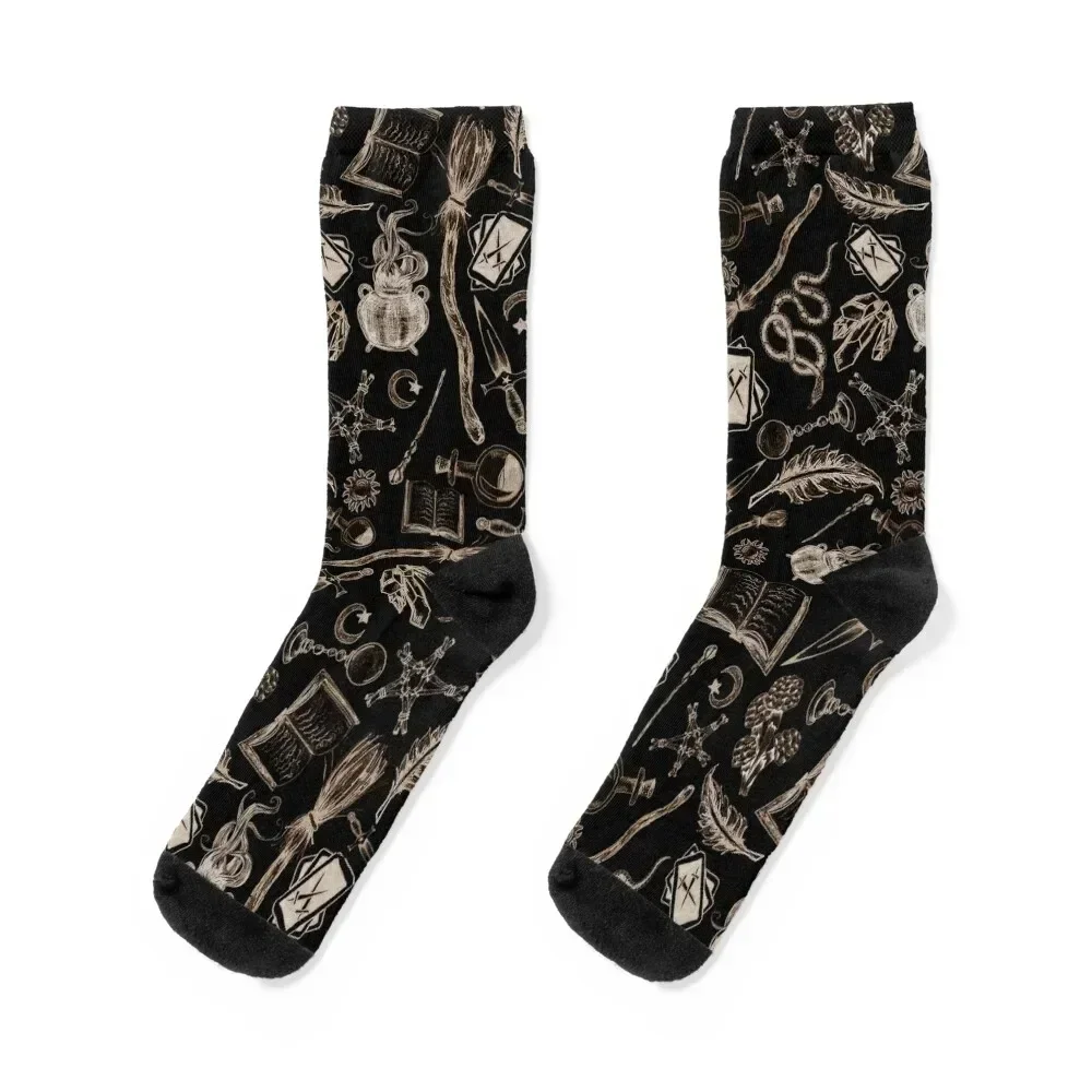 Modern Witches Altar in Black and Gold Socks sport custom sports gym professional running Men Socks Luxury Brand Women's