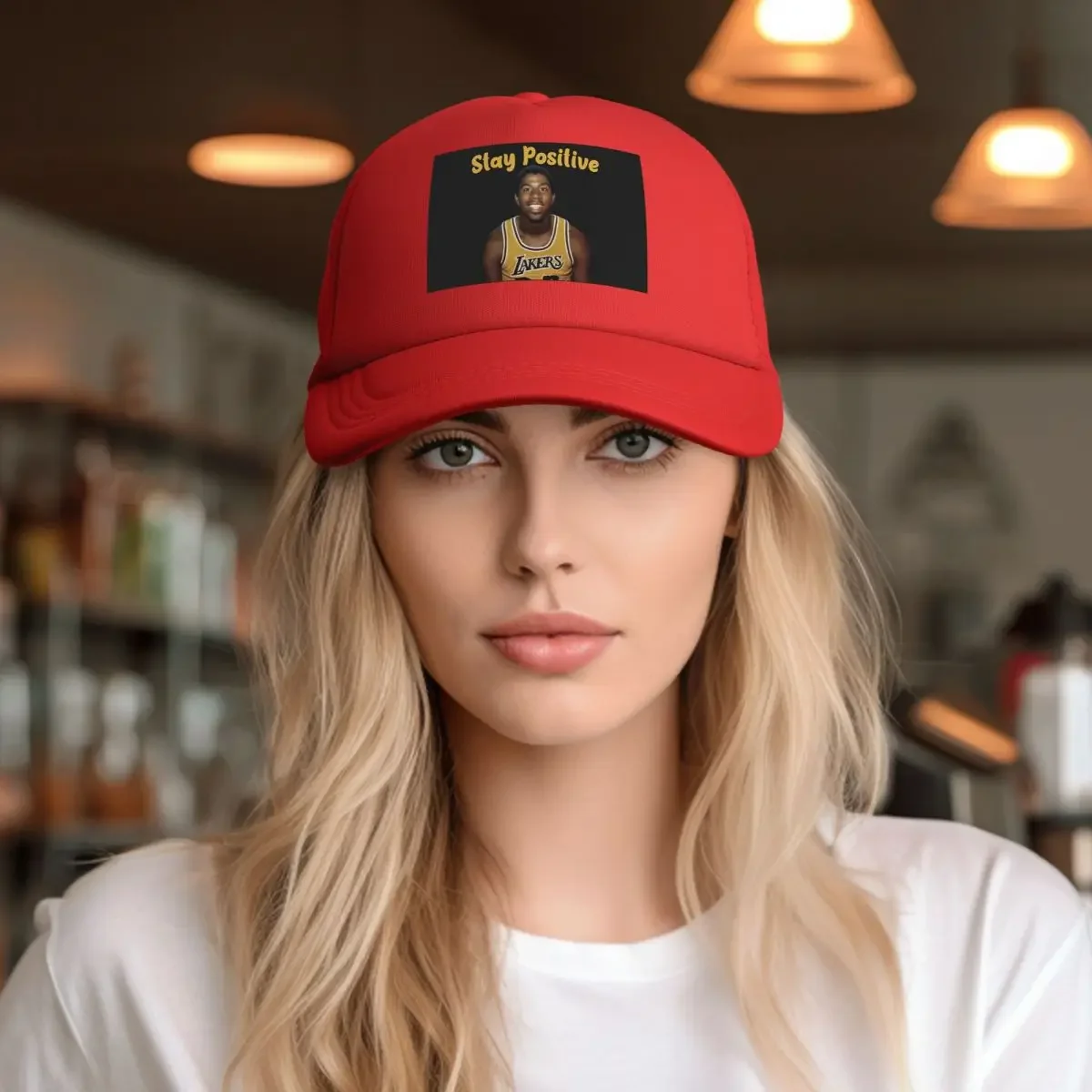 Stay Positive - Magic Johnson Mesh Baseball Caps Snapback Fashion Baseball Hats Breathable Casual Casquette Outdoor Unisex