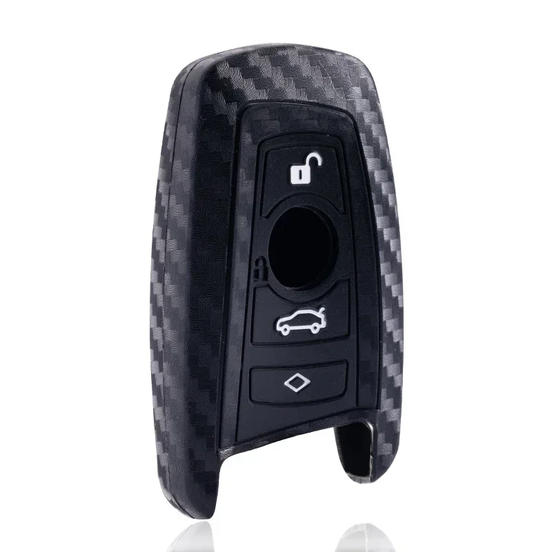 

JLDZQ Carbon Fiber Silicone Car Key Case Fob Cover For BMW 1 2 3 4 5 6 7 M Series X3 X4 F20 F22 F30 F31 F36 F10 F11 F07 F12 F01