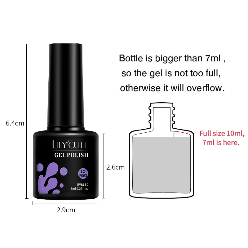 LILYCUTE 184 สี 7ML เล็บเจลกึ่งถาวร Glitter Soak Off Base Top Coat UV LED เล็บเจลเคลือบเงาเล็บเล็บ