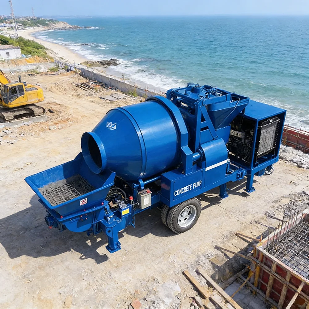High Performance Electric Concrete Mixer with Pump and Complete Pipe System for Urban Construction Sites