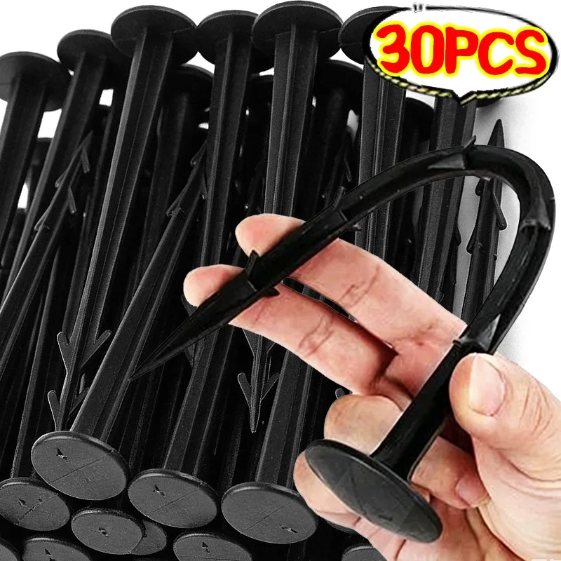30/10x Plastic Landscape Edging Spikes Garden Stakes Pegs Cover Cloth Securing Stakes Sunshade Fly Net Fixed Pegs Supplies