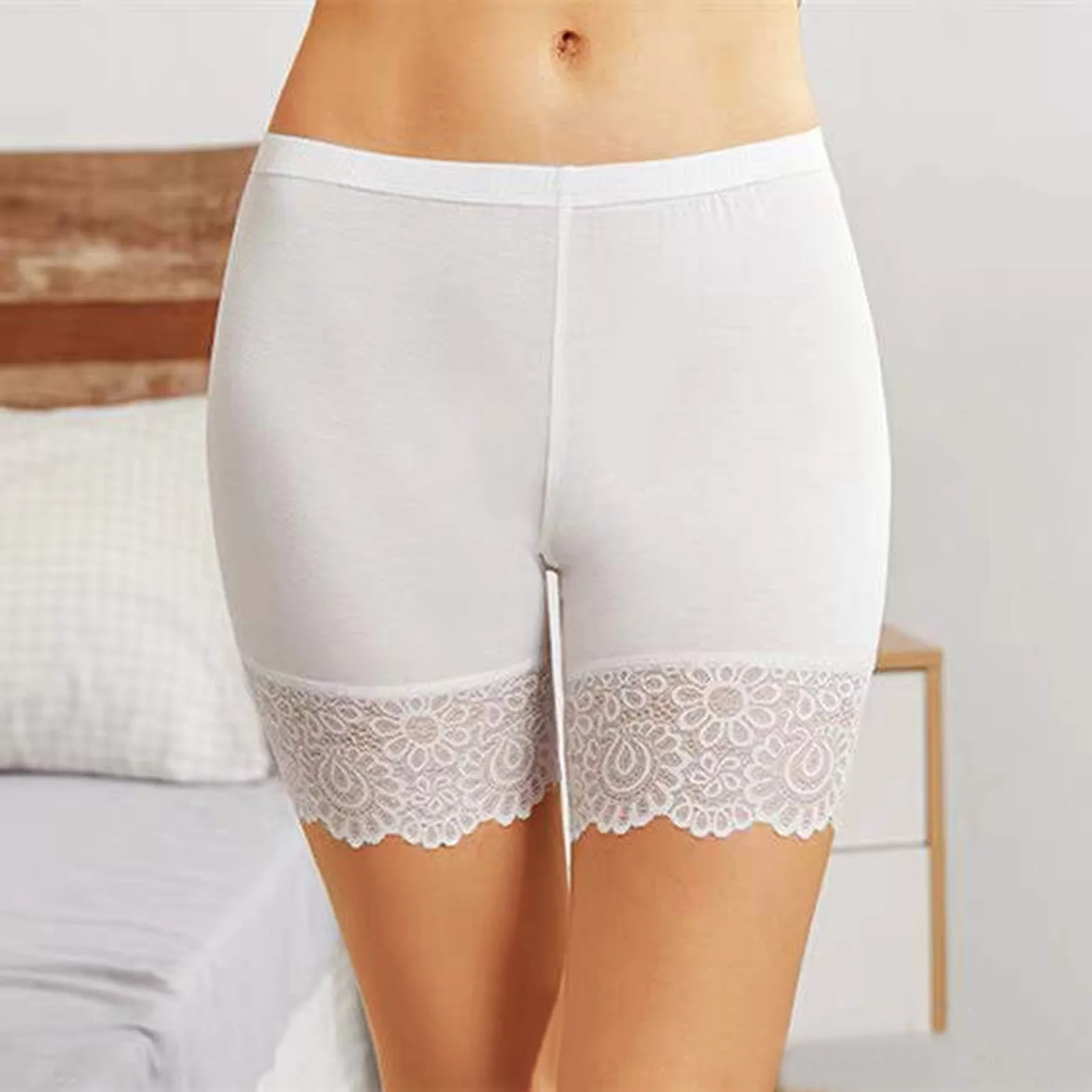 

Sexy Lace Safety Shorts Women High Waist Seamless Cotton Boyshorts Panties Female Spandex Slimming Shorts Boxers For Ladies